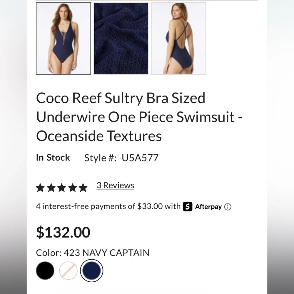 NWT!  Coco Reef Sultry Ocean Textures One Piece 34DD lace up - Picture 7 of 16